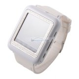 iParaAiluRy® MTK6225 AK09+ Watch Phone with Diamonds Single SIM Card Camera FM Bluetooth 1.6 Inch Touch Screen- White & Silver