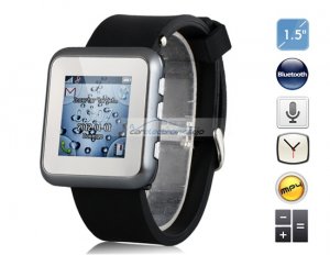 iParaAiluRy® Black 1.5" Watch Touch Phone with Bluetooth Resistive Touch