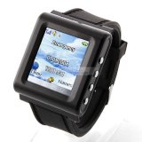 iParaAiluRy® AK912 Watch Phone MTK6225 Silicon Strap Single SIM Card Pinhole Camera FM Bluetooth 1.6 Inch Touch Screen- Black