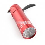 iParaAiluRy® New LED Mini Aluminum Flashlight Torch Light 709B 9 LED 3XAAA Black Red