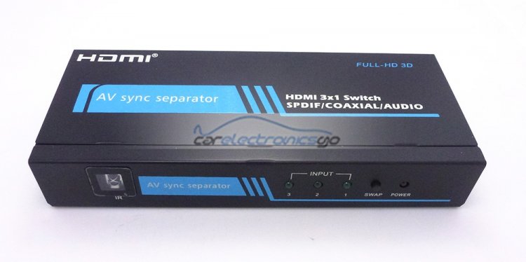 iParaAiluRy® 3 x 1 HDMI Switch AV Sync Separator with SPDIF / Coaxial / Audio, Support Full HD 1080P / 3D - Click Image to Close