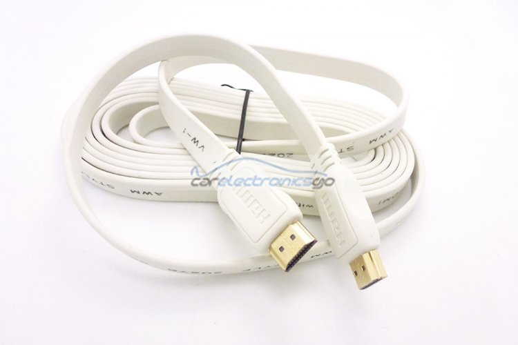 iParaAiluRy® 3M White Flat HDMI Cable Male to Male High Speed HDMI AM-AM Cable For BLURAY 3D DVD PS3 HDTV XBOX 360 - Click Image to Close