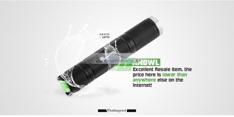 iParaAiluRy® New LED Flashlight 1-mode ANOWL AF11 CREE XM-L T6 1x18650 - Click Image to Close