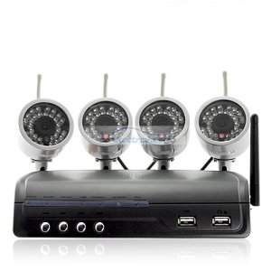 iParaAiluRy® Surveillance Wireless IP Camera Kits with Wireless Receiver  2.4GHz and 4 IR Cameras