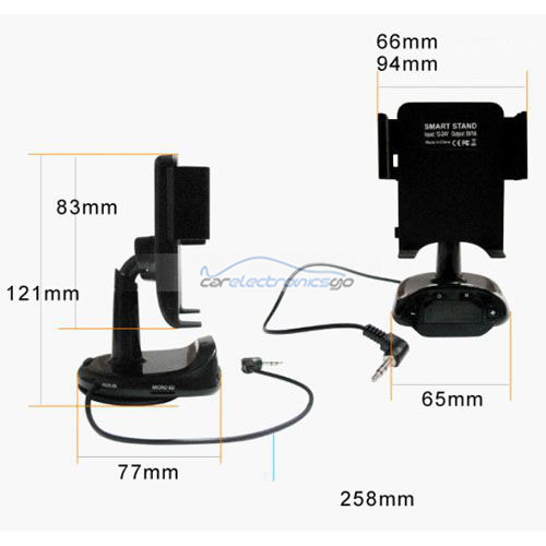 iParaAiluRy® 4-in1 Smart Stand Holder Car Handsfree Kit & FM Transmitter for iPhone & Smartphone