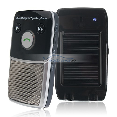 iParaAiluRy® Handsfree Car Kit Bluetooth Solar-Powered Multipoint Speakerphone - Click Image to Close