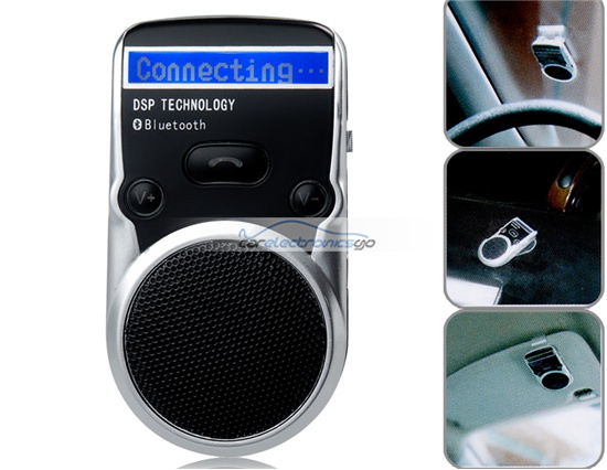 iParaAiluRy® New Solar Bluetooth Handsfree Car Kit Silver & Black - Click Image to Close