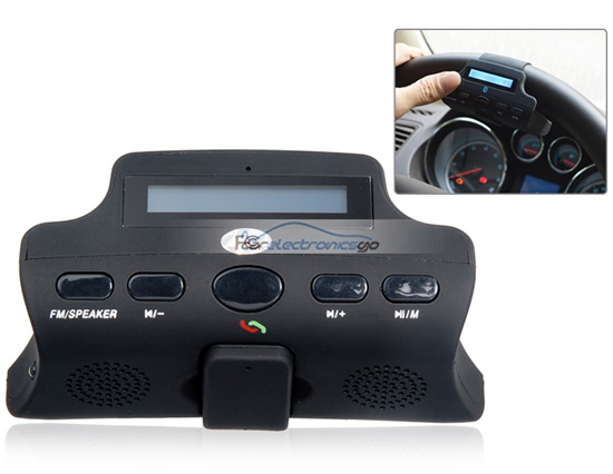 iParaAiluRy® New LCD Screen Multifunctional Steering Wheel Bluetooth Hands-free Car Kit with Bluetooth Earphone, MP3 Player & FM Transmitter Black - Click Image to Close