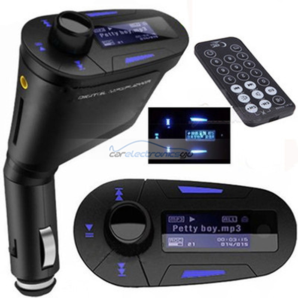 iParaAiluRy® USB Car MP3 SD Card Player with Audio FM Transmitter Remote Control Blue LCD - Click Image to Close