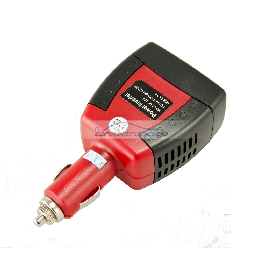 iParaAiluRy® 75W 12V DC to 110V AC Car Power Inverter with USB Car charger for USA