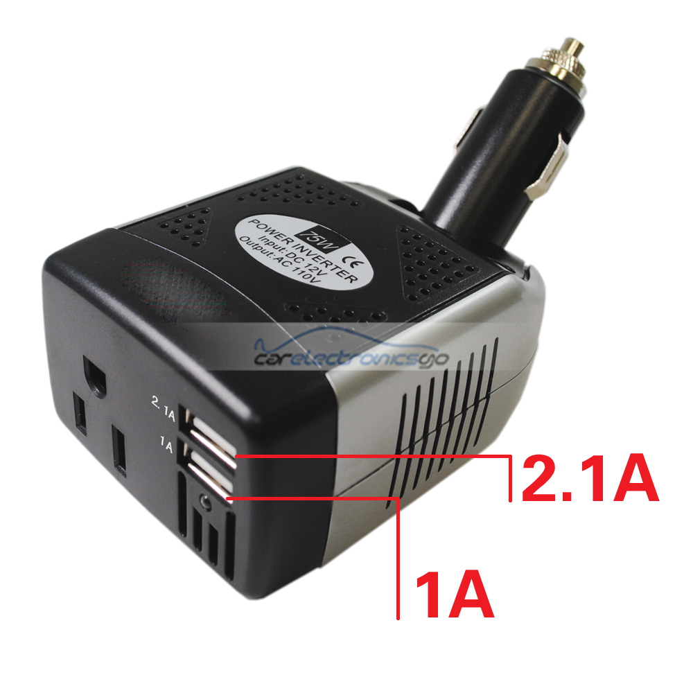 iParaAiluRy® 75W 12V DC to 110v AC Car Power Inverter Car Charger Adapter USB Swivel