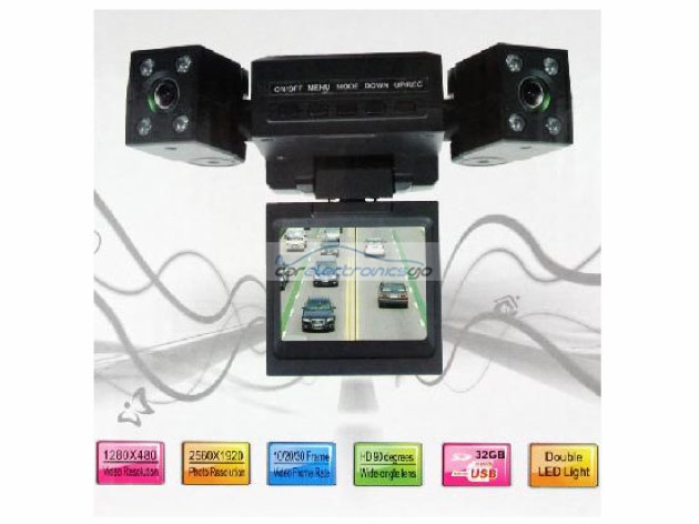 iParaAiluRy® Mini Dual Vehicle Camera Car Black Box DVR Rotatable Lens Dashboard - Click Image to Close