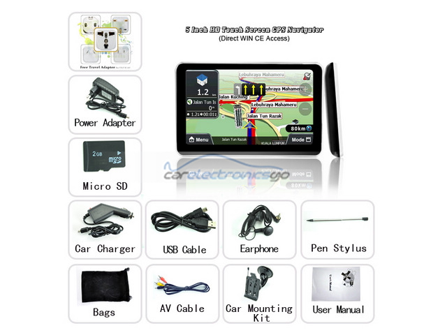 iParaAiluRy® 5 Inch HD Touch Screen GPS Navigator with Direct WIN CE Access - Click Image to Close