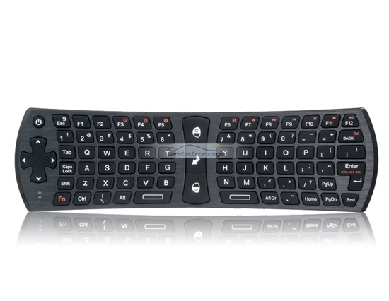 iParaAiluRy® New Rii RT-MWK24 2.4GHz Mini Wireless Keyboard With Air Mouse Black - Click Image to Close