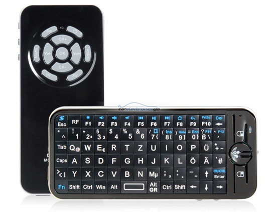 iParaAiluRy® New KP-810 2.4G RF 82-key Mini Wireless Keyboard & Air Mouse German Version Black - Click Image to Close