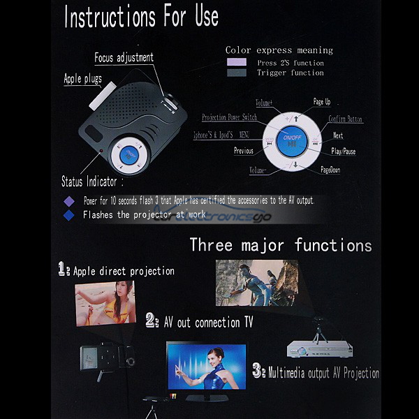 iParaAiluRy® Mini Portable Projector for iPod iPhone Tripod - Mini Multimedia Pocket Cinema
