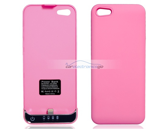 iParaAiluRy® 2200mAh Extended Battery Case for iPhone 5 Battery Case Power Bank(Pink) - Click Image to Close