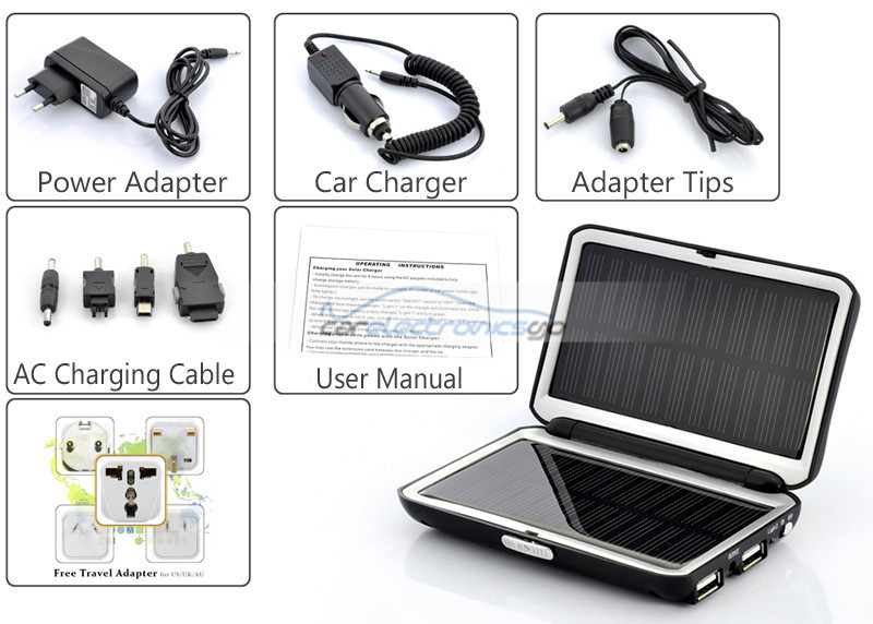 iParaAiluRy® 2000 mAh Compact Solar Power Bank Charger and Backup Battery