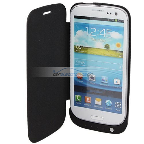 iParaAiluRy® 3200mAh External Battery Pack Charger Leather Case For Any Samsung Galaxy S3 Black - Click Image to Close