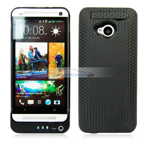 iParaAiluRy® 3800mAh External Battery Charger Case Cover For HTC One M7 Black