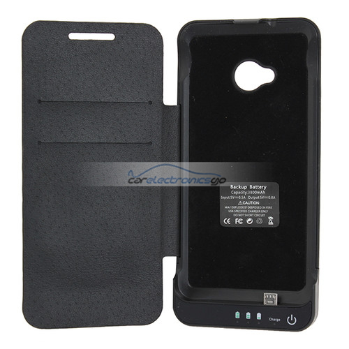 iParaAiluRy® 3800mAh Power Bank Case with Leather For HTC One M7 801e