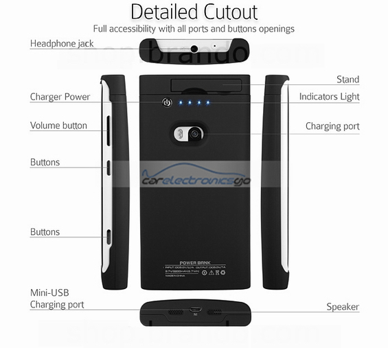 iParaAiluRy® 2200mAh External Battery Backup Charger Case for Nokia Lumia 920