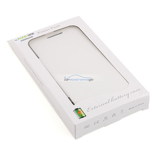 iParaAiluRy® 3800mAh External Battery Backup Case Cover Power Bank Charger Pack  For HTC M7 White