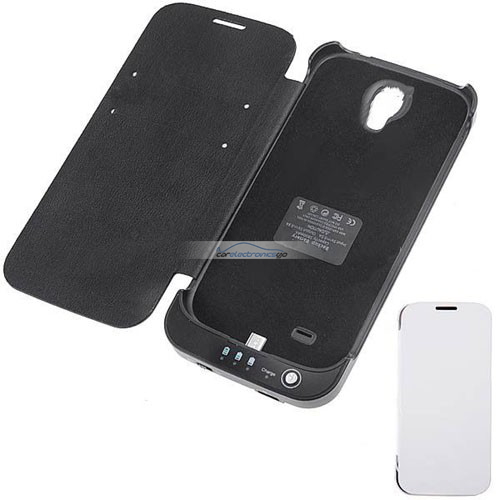 iParaAiluRy® 3800mAh Backup Battery Case Cover for Galaxy S4 Power Pack White Black - Click Image to Close