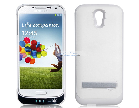 iParaAiluRy® 3800mAh Backup Battery Case for Samsung Galaxy S4/ I9500 Power Pack White - Click Image to Close