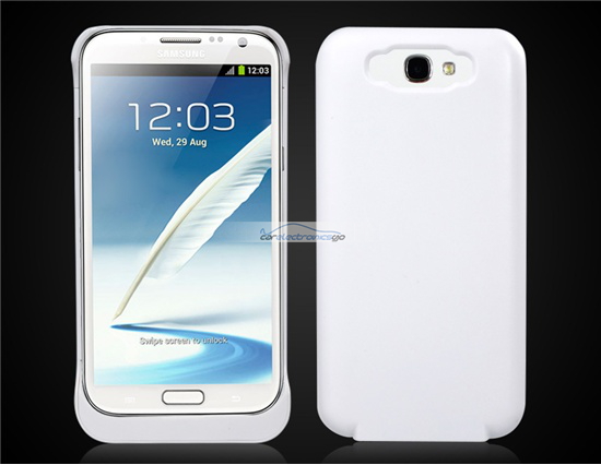 iParaAiluRy® 3600mAh Backup Battery Case for Samsung Note 2/N7100 Power Pack White - Click Image to Close