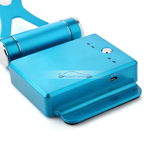 iParaAiluRy® 9000mAh Dual-USB Metal Mobile Power Bank with Stander for Mobile Phone Tablet PC PSP Silver And Blue