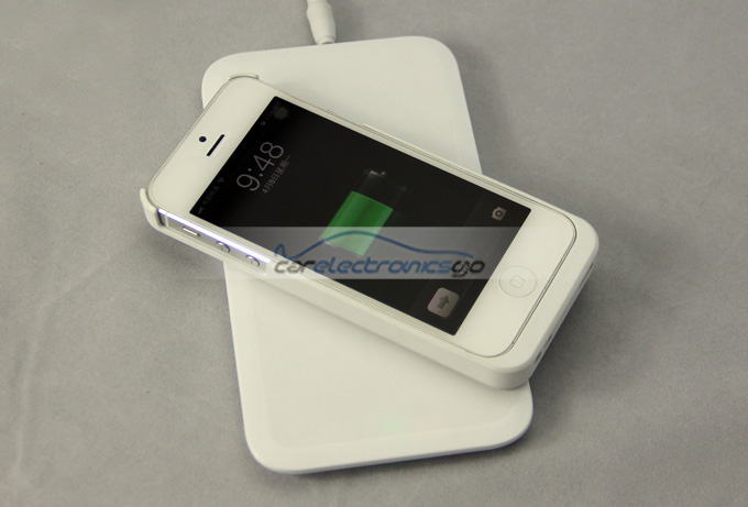 iParaAiluRy® Wireless Charger Pad Kit + Wireless Receiver Case for iPhone5 Black/White - Click Image to Close