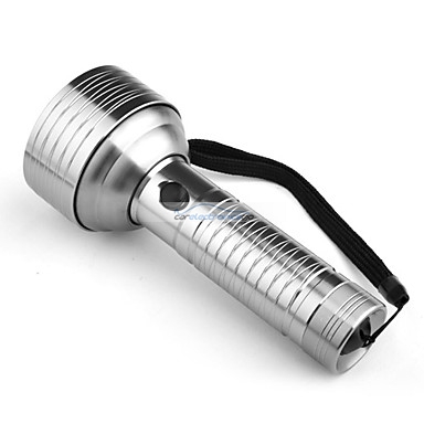 iParaAiluRy® New LED Household Flashlight Torch Light Traditional Aluminum 68 4xAAA Silver - Click Image to Close