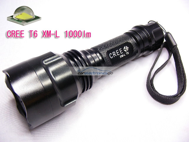 iParaAiluRy® UniqueFire T6 New Cree LED Flashlight XM-L T6 LED 1000 lumen 1-Mode 1x18650 Black (battery excluded) - Click Image to Close