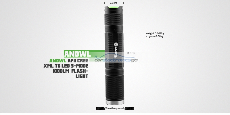 iParaAiluRy® New LED Flashlight 1-mode ANOWL AF11 CREE XM-L T6 1x18650