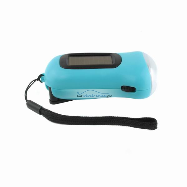 iParaAiluRy® New LED Flashlight Torch Hand Crank Dynamo Solar Power Light Blue