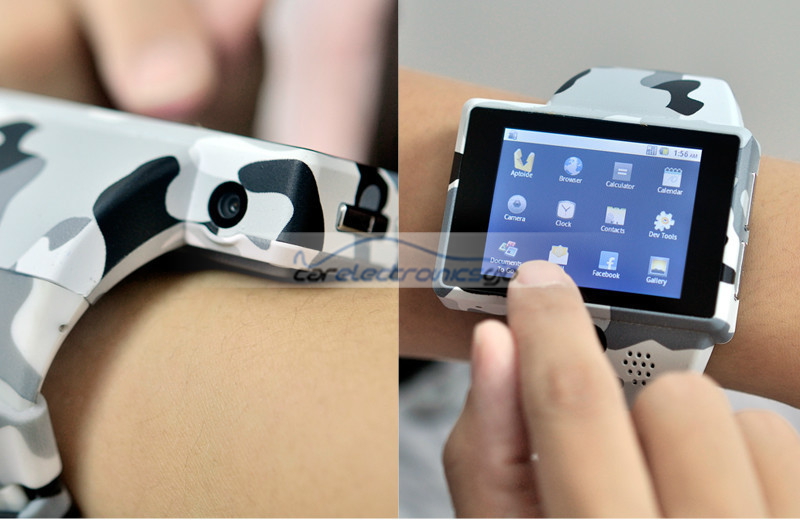 iParaAiluRy® 2" Android Phone Watch "Rock" with 8GB Micro SD, 2MP Camera Army Combat Uniform Pattern