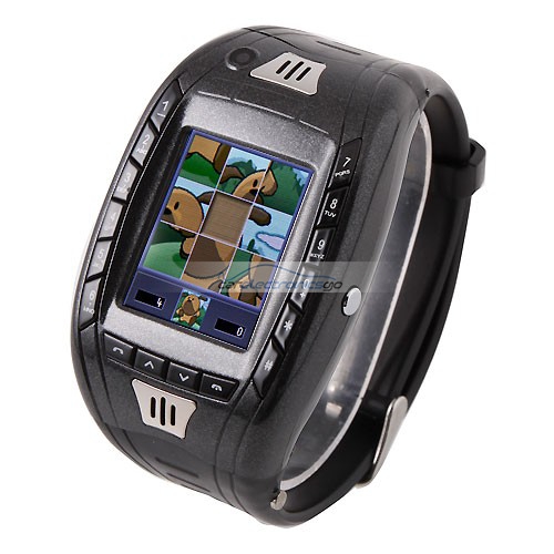 iParaAiluRy® AK11 Watch Phone MTK6225 Single SIM Card Camera FM Bluetooth Ebook 1.2 Inch Touch Screen- Black