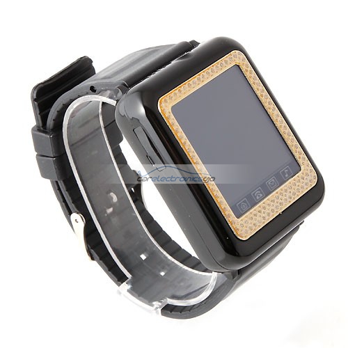 iParaAiluRy® MTK6225 AK09+ Watch Phone with Diamonds Single SIM Card Camera FM Bluetooth 1.6 Inch Touch Screen- White & Golden