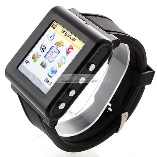 iParaAiluRy® AK912 Watch Phone MTK6225 Silicon Strap Single SIM Card Pinhole Camera FM Bluetooth 1.6 Inch Touch Screen- Black