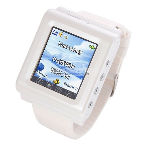 iParaAiluRy® AK912 Watch Phone MTK6225 Silicon Strap Single SIM Card Pinhole Camera FM Bluetooth 1.6 Inch Touch Screen- White - Click Image to Close