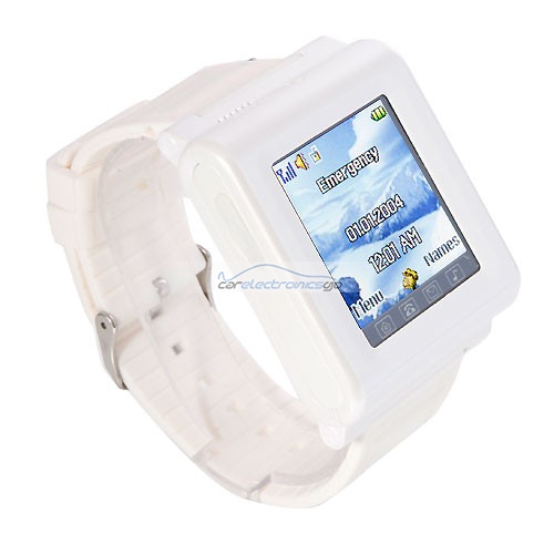 iParaAiluRy® AK912 Watch Phone MTK6225 Silicon Strap Single SIM Card Pinhole Camera FM Bluetooth 1.6 Inch Touch Screen- White