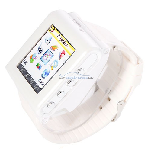 iParaAiluRy® AK912 Watch Phone MTK6225 Silicon Strap Single SIM Card Pinhole Camera FM Bluetooth 1.6 Inch Touch Screen- White