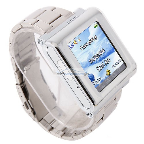 iParaAiluRy® AK812 Watch Phone MTK6225 Stainless Steel Strap Single SIM Card Bluetooth SOS 1.6 Inch Touch Screen-Silver