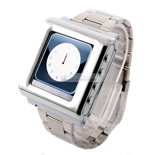 iParaAiluRy® AK812 Watch Phone MTK6225 Stainless Steel Strap Single SIM Card Bluetooth SOS 1.6 Inch Touch Screen-Silver