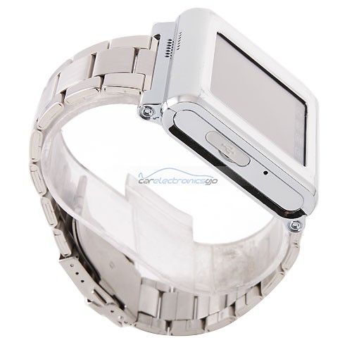 iParaAiluRy® AK812 Watch Phone MTK6225 Stainless Steel Strap Single SIM Card Bluetooth SOS 1.6 Inch Touch Screen-Silver
