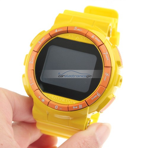 iParaAiluRy® GD920 Quad Band Bluetooth Camera 1.5 Inch Touch Screen Cellphone Watch Phone-Yellow MTK6225