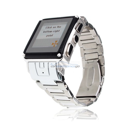 iParaAiluRy® MTK6225 Watch Phone Quad Band Java Bluetooth Camera 1.5 Inch Touch Screen Cellphone - Silver