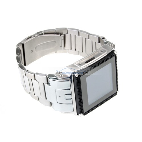 iParaAiluRy® MTK6225 Watch Phone Quad Band Java Bluetooth Camera 1.5 Inch Touch Screen Cellphone - Silver