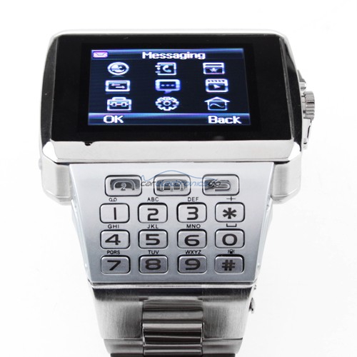 iParaAiluRy® X8 Watch Phone MTK6235 Dual SIM Card WiFi Java Bluetooth 1.5 Inch Touch Screen Cellphone - Silver
